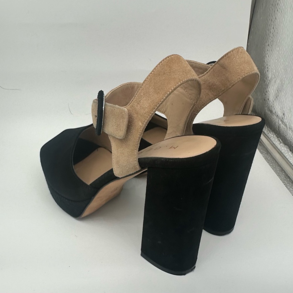 M. Gemi Suede Black and Tan 4” Platform Heels - Picture 3 of 6